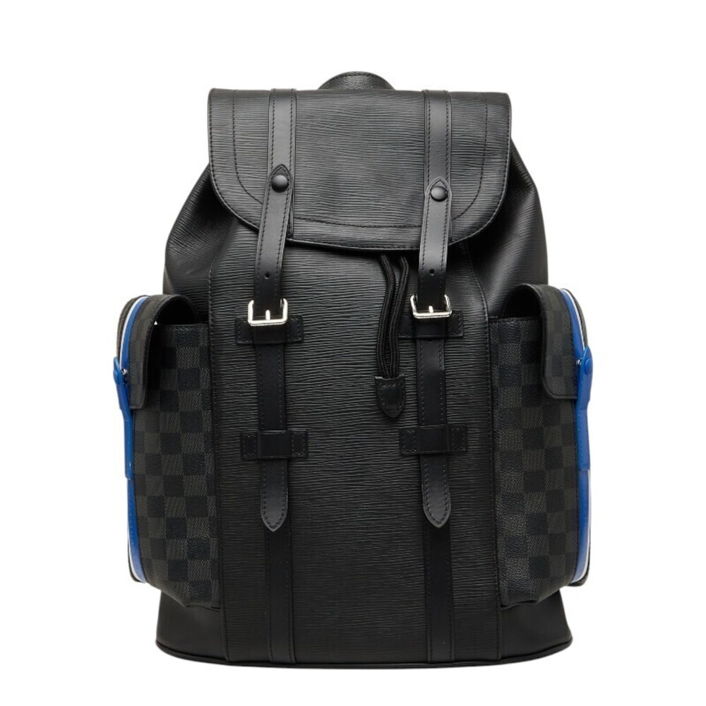 Louis Vuitton Epi Damier Christopher Backpack Leather Graphite Black Blue
